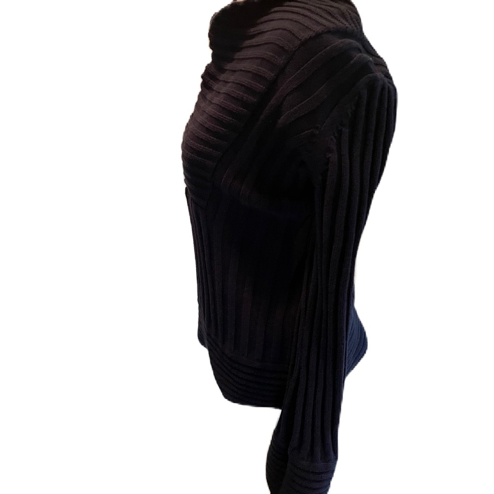 Chadwick’s Navy Blue Cross Wrap Front V-Neck Thick Long Sleeve Sweater Medium - Picture 3 of 10